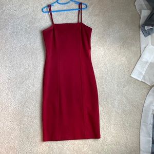 Red body con dress
